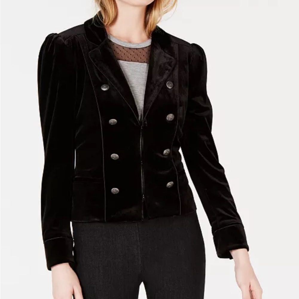 Maison Jules Black Blazer with Velvet Material and Tailored Fit
